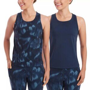 NEW Lot of 2 Member's Mark Sz Small Racerback Tanks Solid Blue/Blue Floral Print